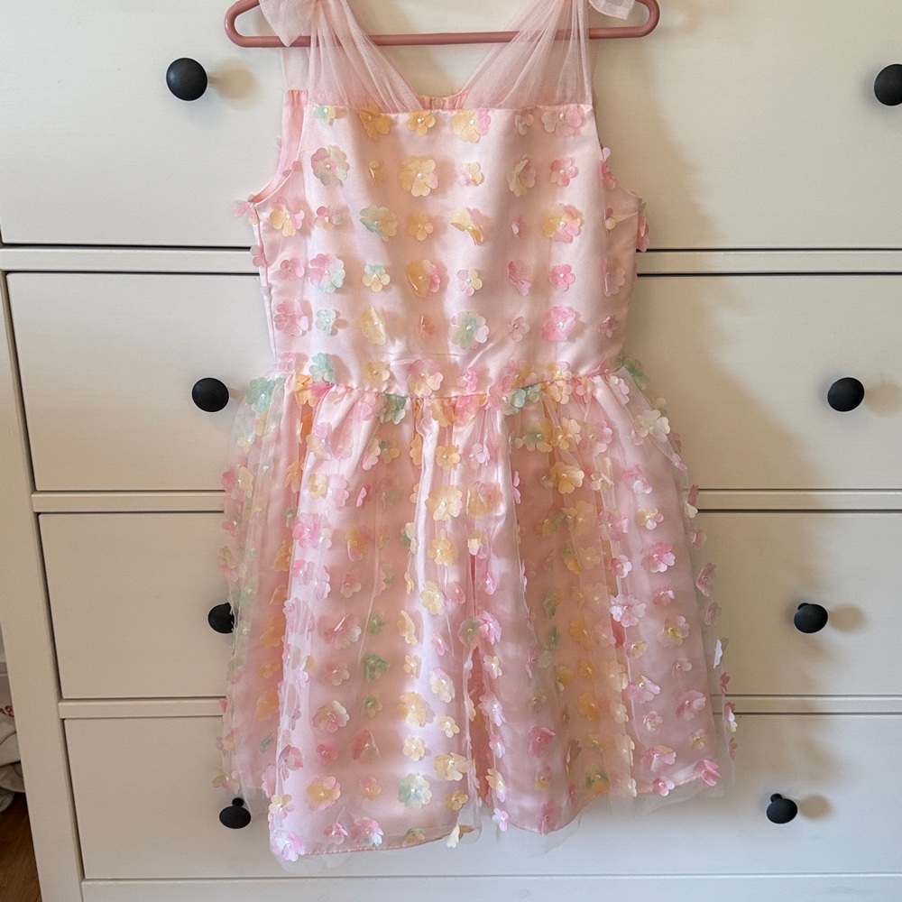 Blush Kids Dress in Pink with Multicolor Accents. Size 10